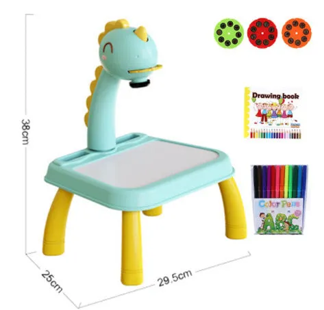 Children's projection drawing board doodle in blue with plastic frame and magnetic artboard