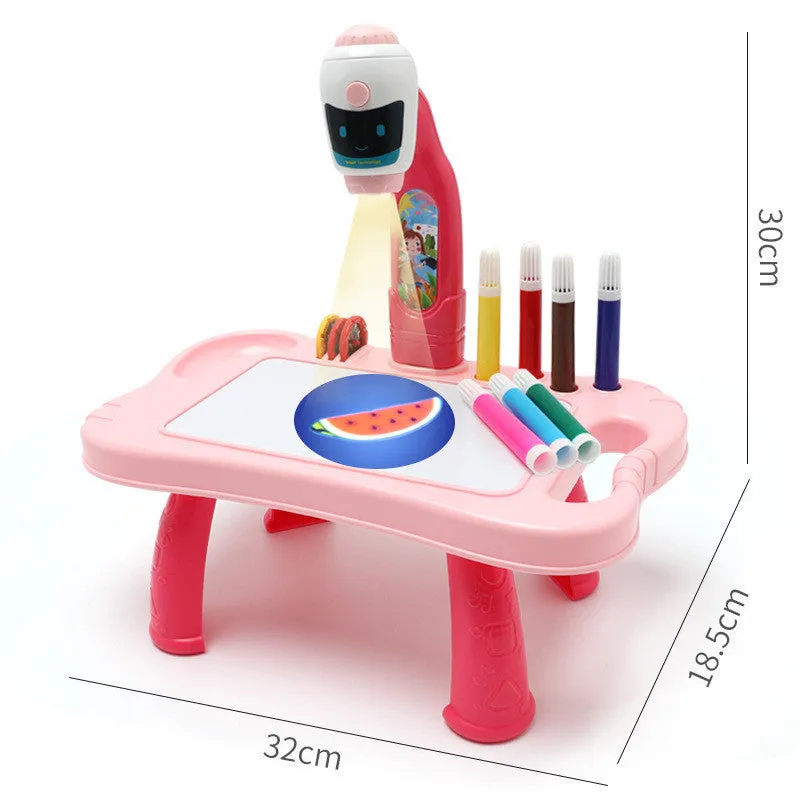 Children's projection drawing board doodle in blue with plastic frame and magnetic artboard