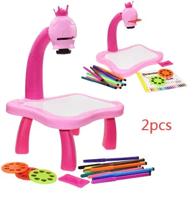 Children's projection drawing board doodle in blue with plastic frame and magnetic artboard