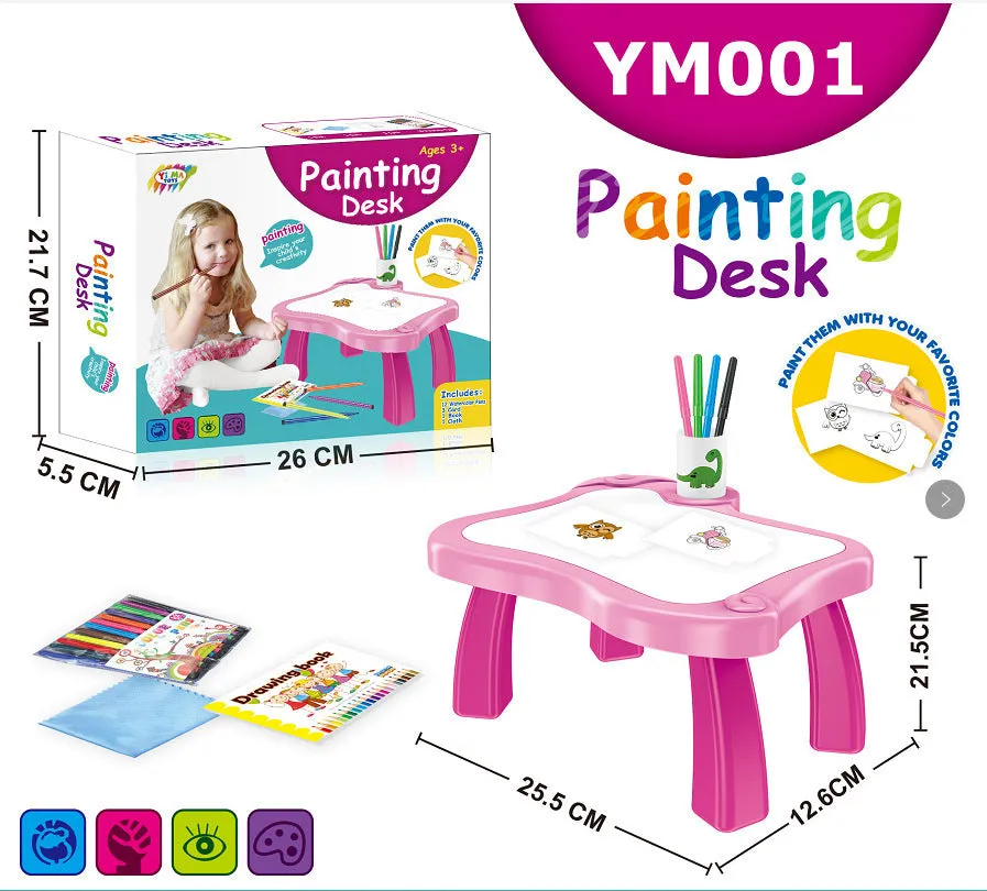 Children's projection drawing board doodle in blue with plastic frame and magnetic artboard