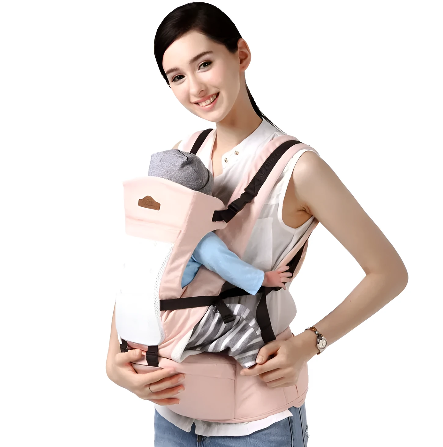 Breathable baby waist stool strap carrier in green for ages 3-36 months