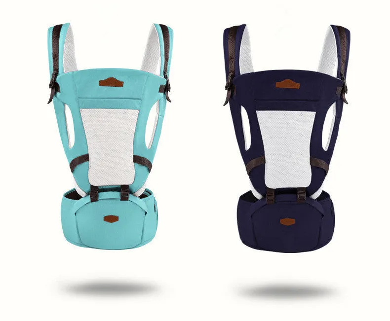 Breathable baby waist stool strap carrier in green for ages 3-36 months