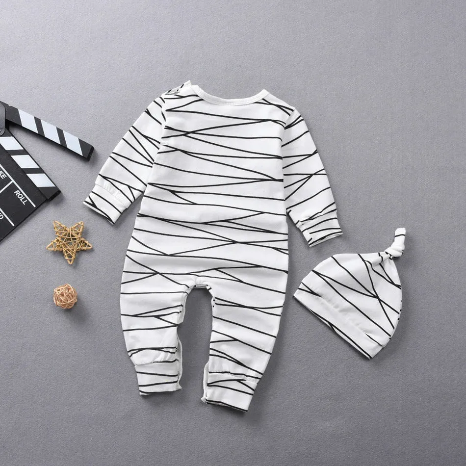 Baby long sleeve cotton babygrow with detachable hood in white, available in multiple sizes 59-100cm