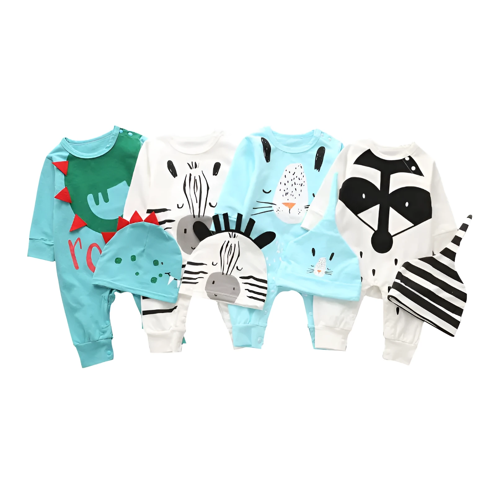 Baby long sleeve cotton babygrow with detachable hood in white, available in multiple sizes 59-100cm