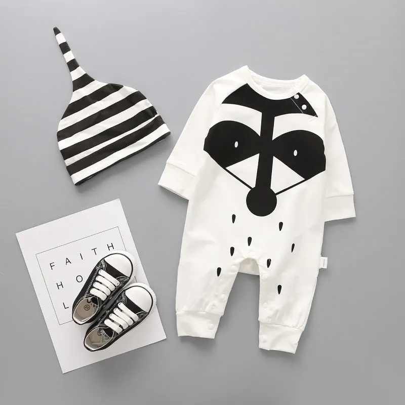 Baby long sleeve cotton babygrow with detachable hood in white, available in multiple sizes 59-100cm