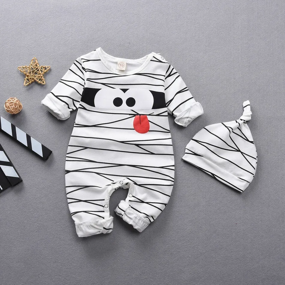 Baby long sleeve cotton babygrow with detachable hood in white, available in multiple sizes 59-100cm
