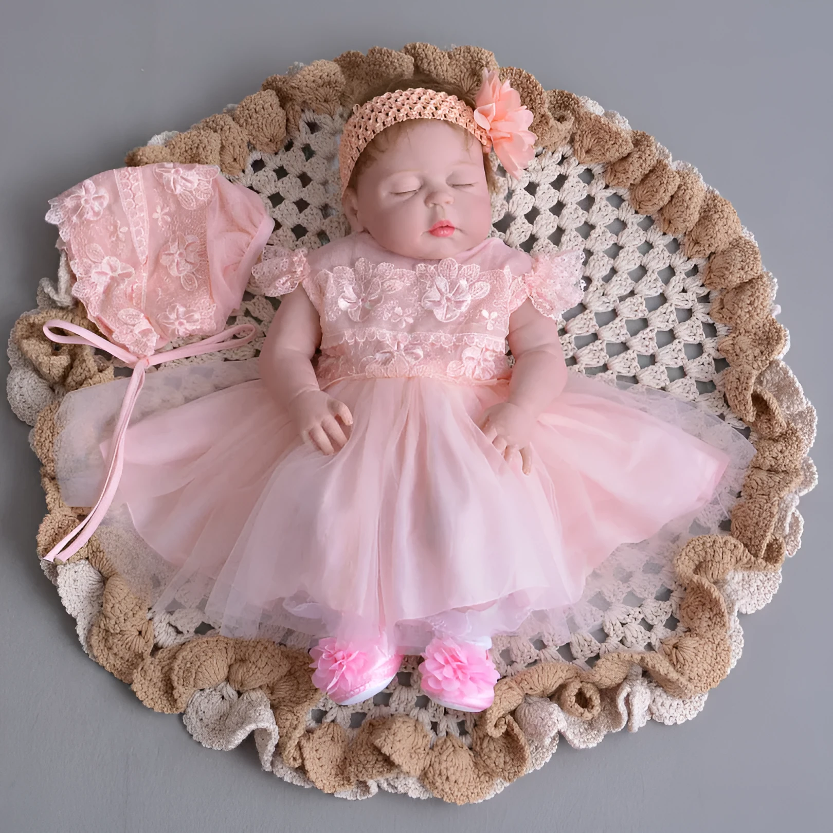 Baby princess dress in lightweight mesh lace with three style options sizes 3-24 for ages 0-30 months