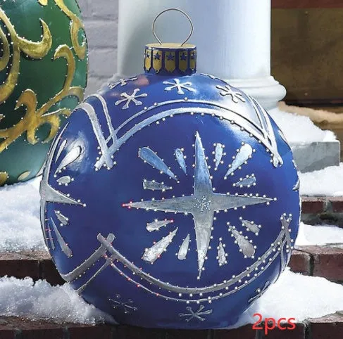 60cm Christmas inflatable ball in red stripes, made from PVC, with pump included