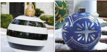 60cm Christmas inflatable ball in red stripes, made from PVC, with pump included
