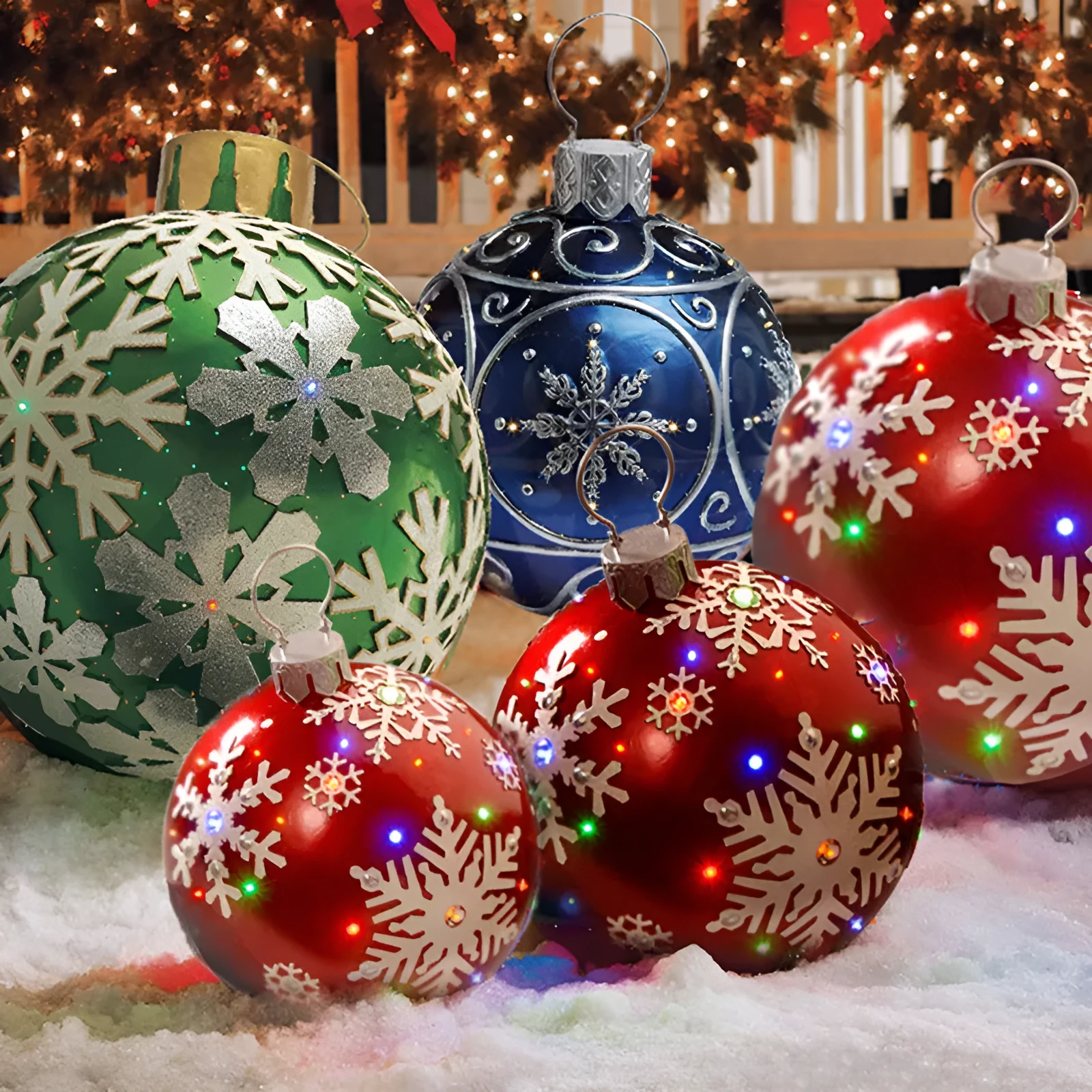 60cm Christmas inflatable ball in red stripes, made from PVC, with pump included