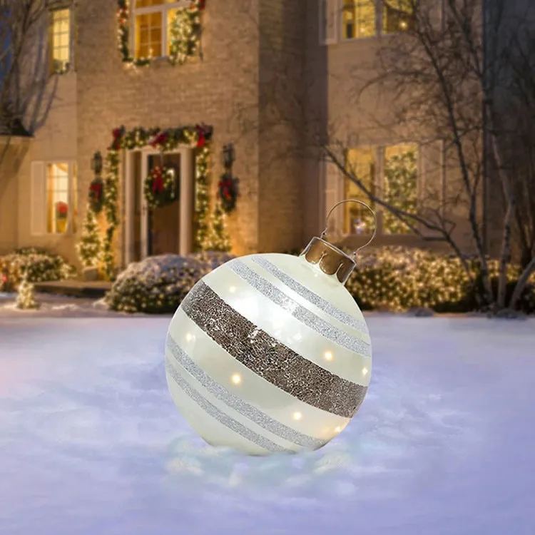 60cm Christmas inflatable ball in red stripes, made from PVC, with pump included