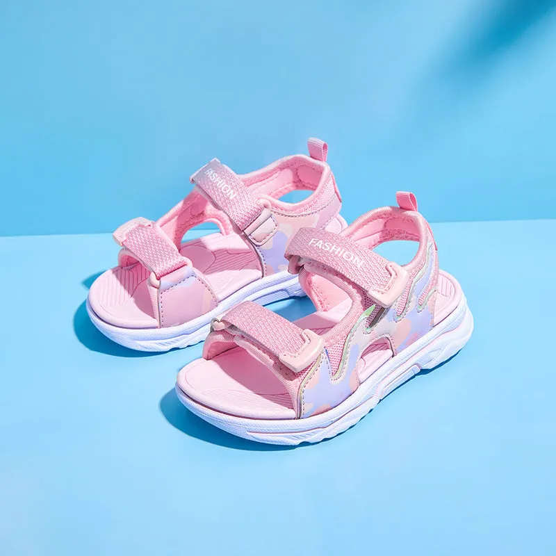Children sport mesh sandals with breathable three-layer net upper and non-slip EVA sole in blue colour