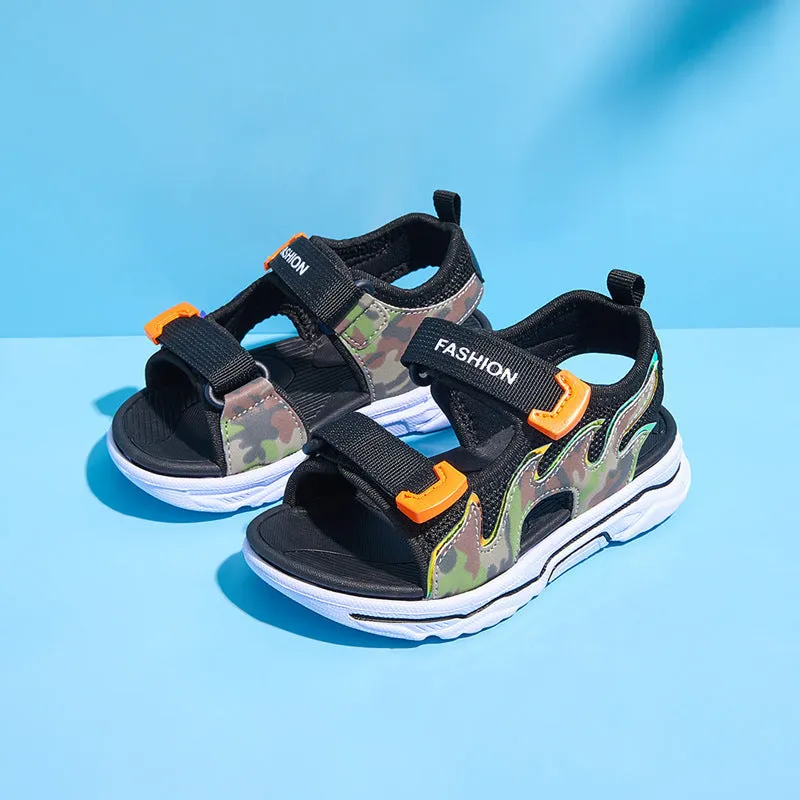 Children sport mesh sandals with breathable three-layer net upper and non-slip EVA sole in blue colour