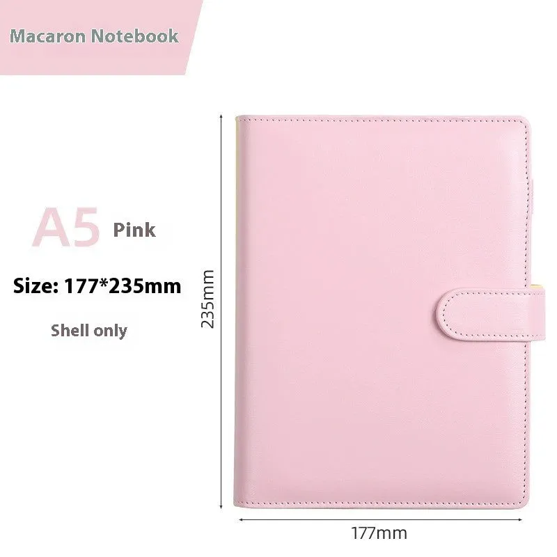 A5 size PU leather zippered notebook binder shell in various solid colours