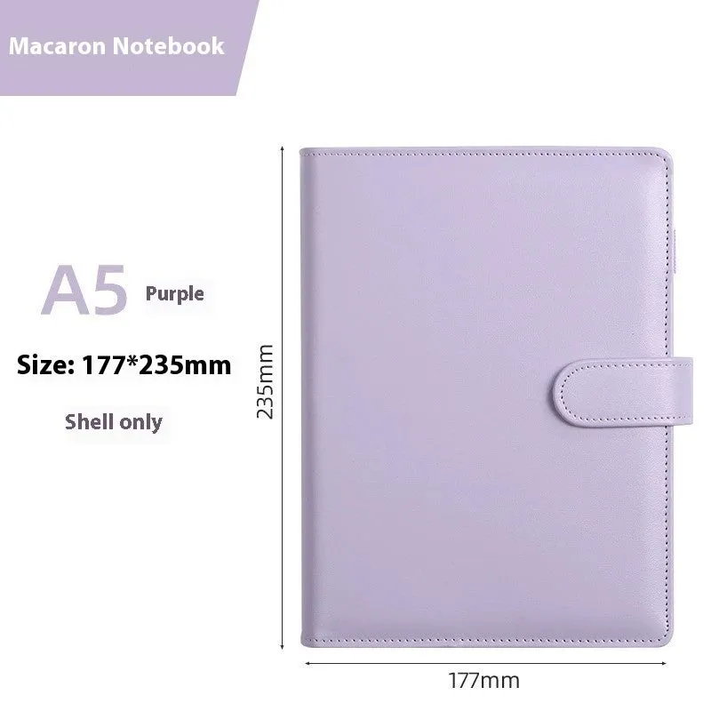 A5 size PU leather zippered notebook binder shell in various solid colours
