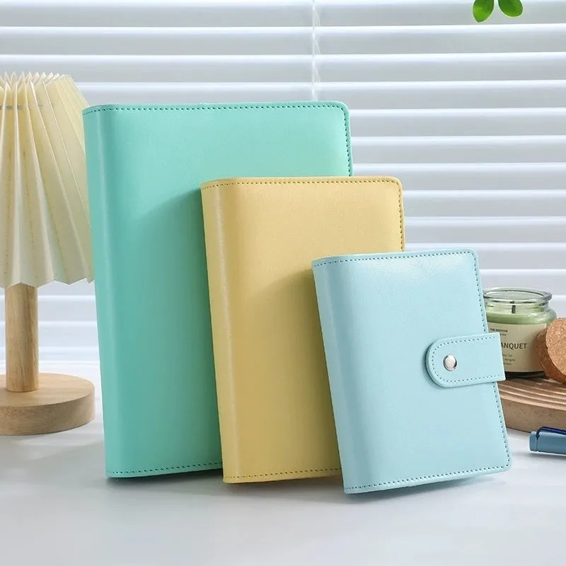 A5 size PU leather zippered notebook binder shell in various solid colours