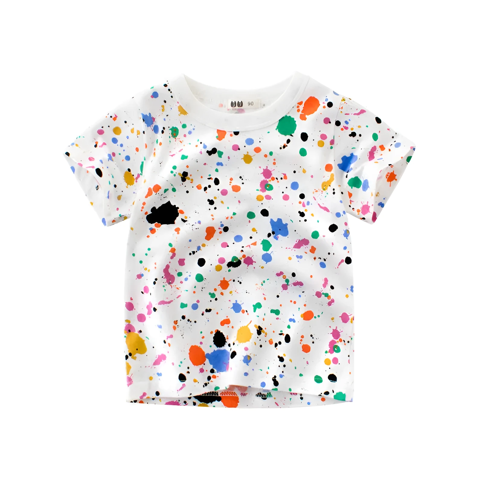 White children's short-sleeved cotton T-shirt with printed pattern, suitable for summer, sizes 90-140cm