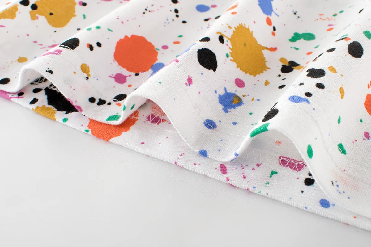 White children's short-sleeved cotton T-shirt with printed pattern, suitable for summer, sizes 90-140cm