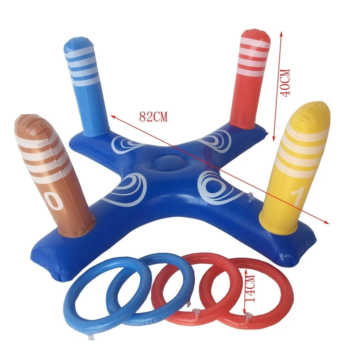 Inflatable ferrule toys set in blue and green PVC rings for parent-child throwing game