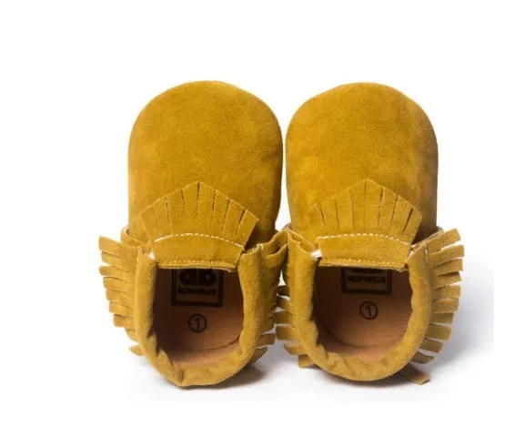 PU suede leather newborn baby shoes with soft sole and non-slip grip available in multiple colours