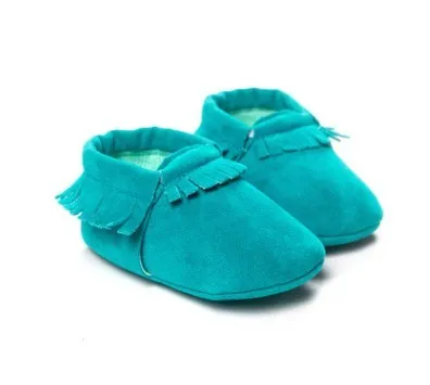 PU suede leather newborn baby shoes with soft sole and non-slip grip available in multiple colours