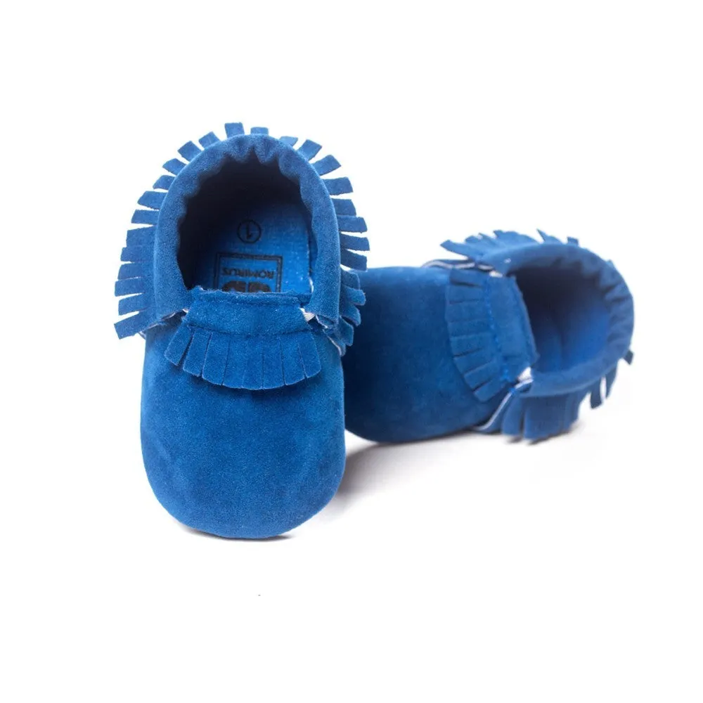 PU suede leather newborn baby shoes with soft sole and non-slip grip available in multiple colours