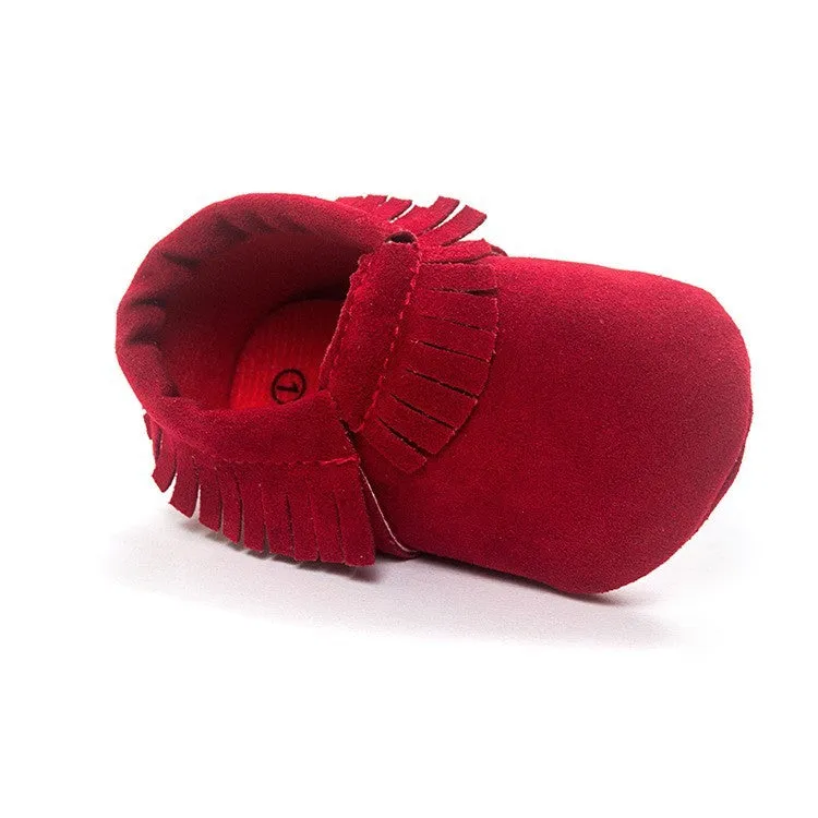 PU suede leather newborn baby shoes with soft sole and non-slip grip available in multiple colours