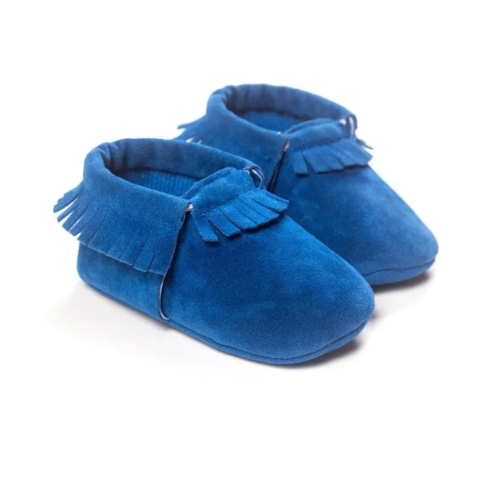PU suede leather newborn baby shoes with soft sole and non-slip grip available in multiple colours