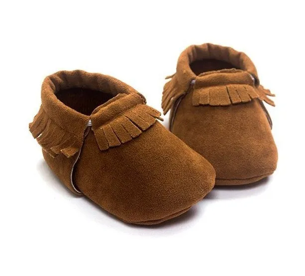 PU suede leather newborn baby shoes with soft sole and non-slip grip available in multiple colours