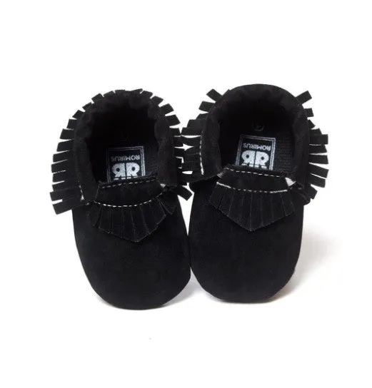 PU suede leather newborn baby shoes with soft sole and non-slip grip available in multiple colours