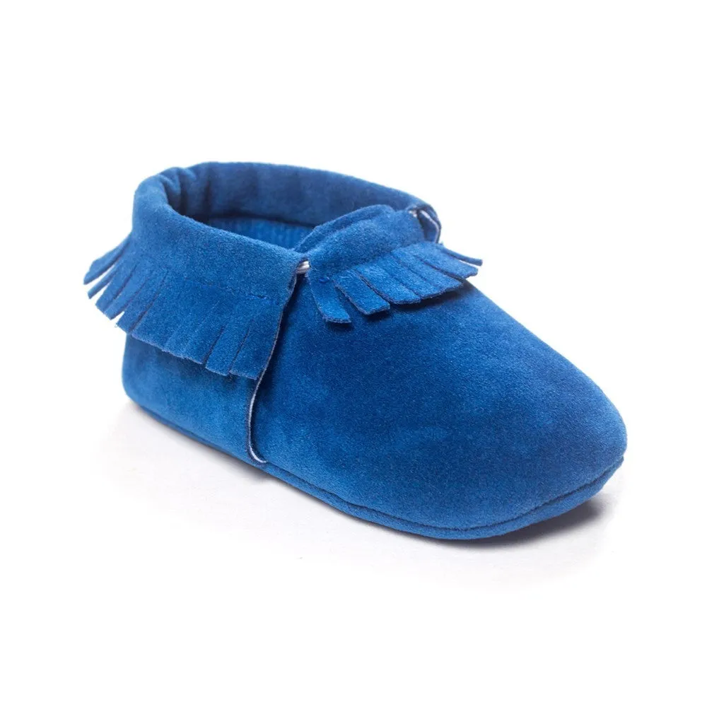 PU suede leather newborn baby shoes with soft sole and non-slip grip available in multiple colours