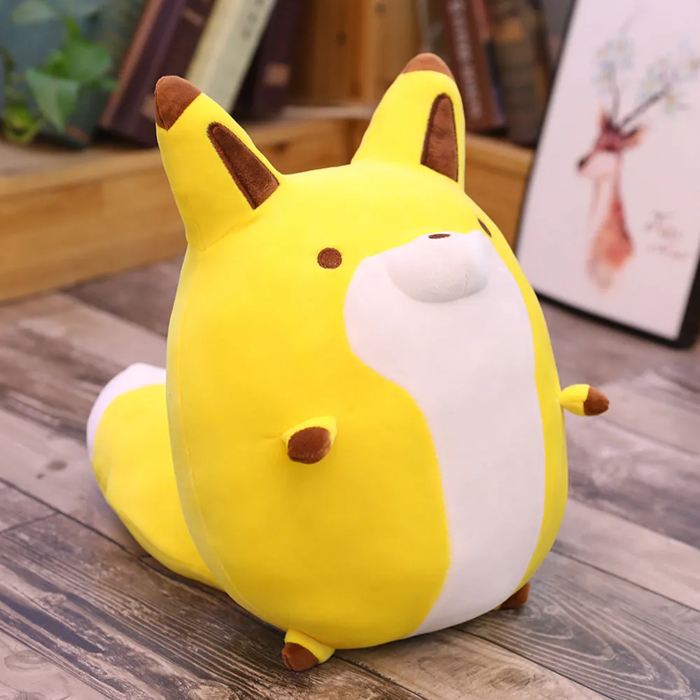 Crystal super soft plush toy pillow shaped like a cartoon raccoon or fox with white and brown colouring