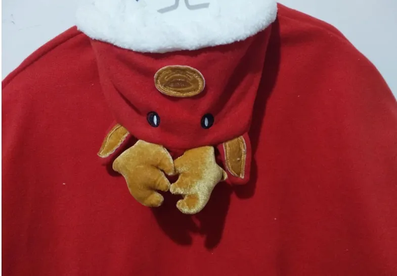 Reindeer poncho Christmas cloak in soft material, suitable for heights 80cm to 160cm
