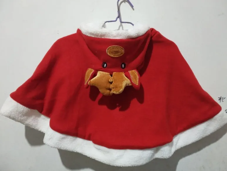 Reindeer poncho Christmas cloak in soft material, suitable for heights 80cm to 160cm
