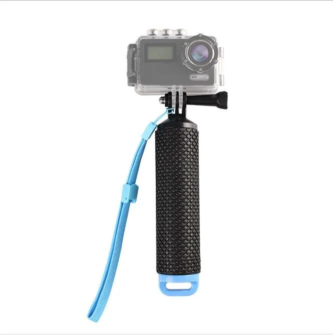 Waterproof floating selfie stick for action cameras in bright colour with hand rope