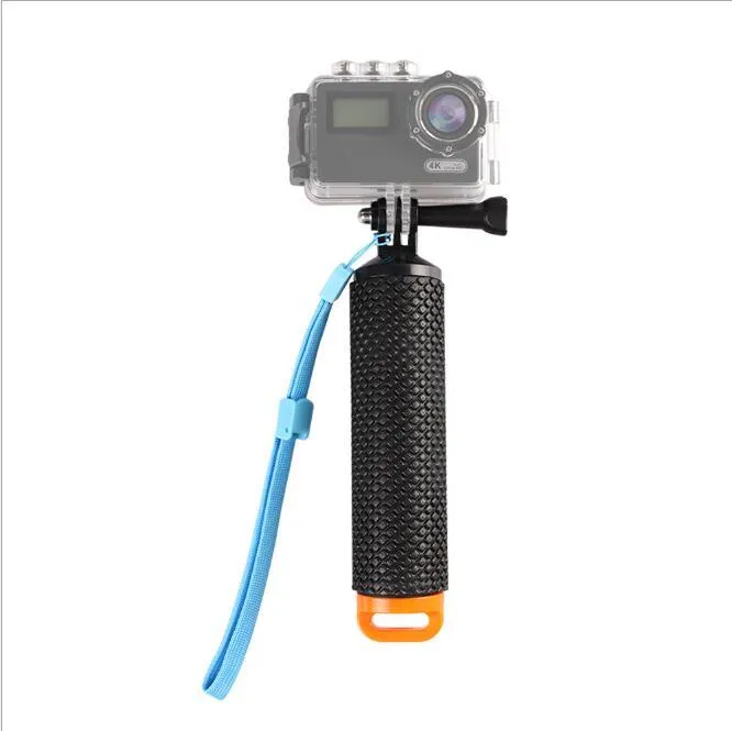 Waterproof floating selfie stick for action cameras in bright colour with hand rope