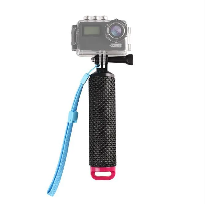 Waterproof floating selfie stick for action cameras in bright colour with hand rope