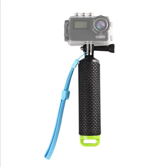 Waterproof floating selfie stick for action cameras in bright colour with hand rope