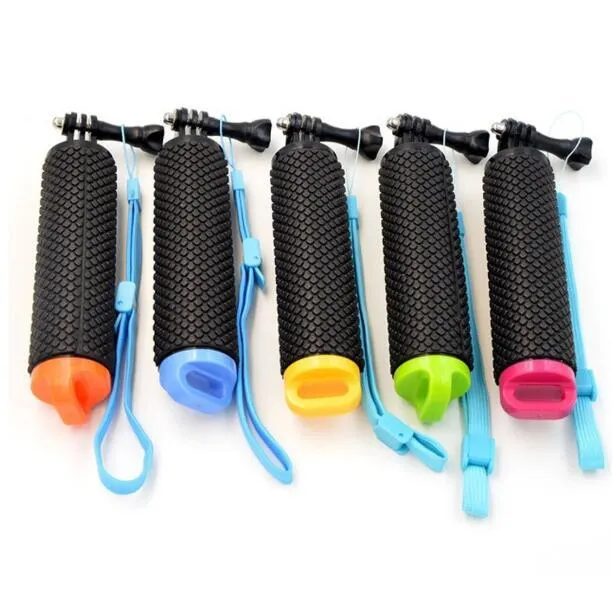 Waterproof floating selfie stick for action cameras in bright colour with hand rope