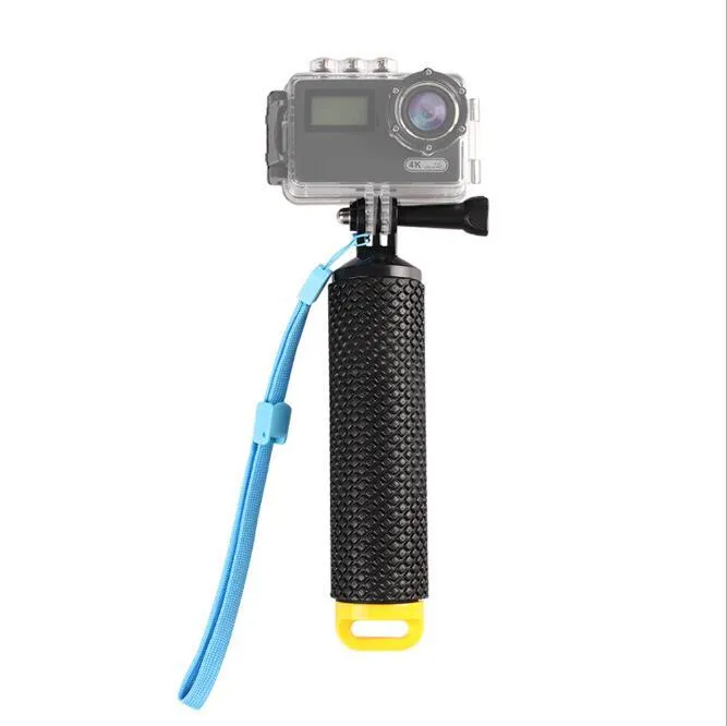 Waterproof floating selfie stick for action cameras in bright colour with hand rope