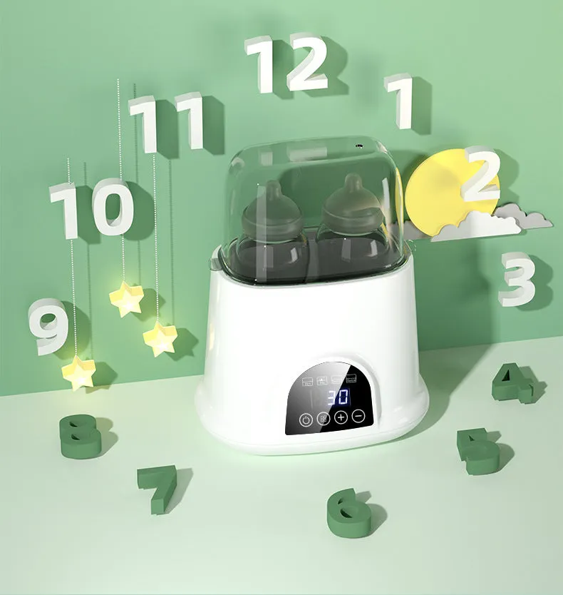 Automatic thermostat milk warmer in white with touch control and steam sterilisation function
