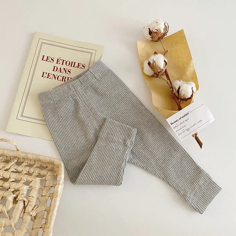 Baby leggings autumn trousers 100% cotton natural coloured cotton elastic waist newborn 66cm gray