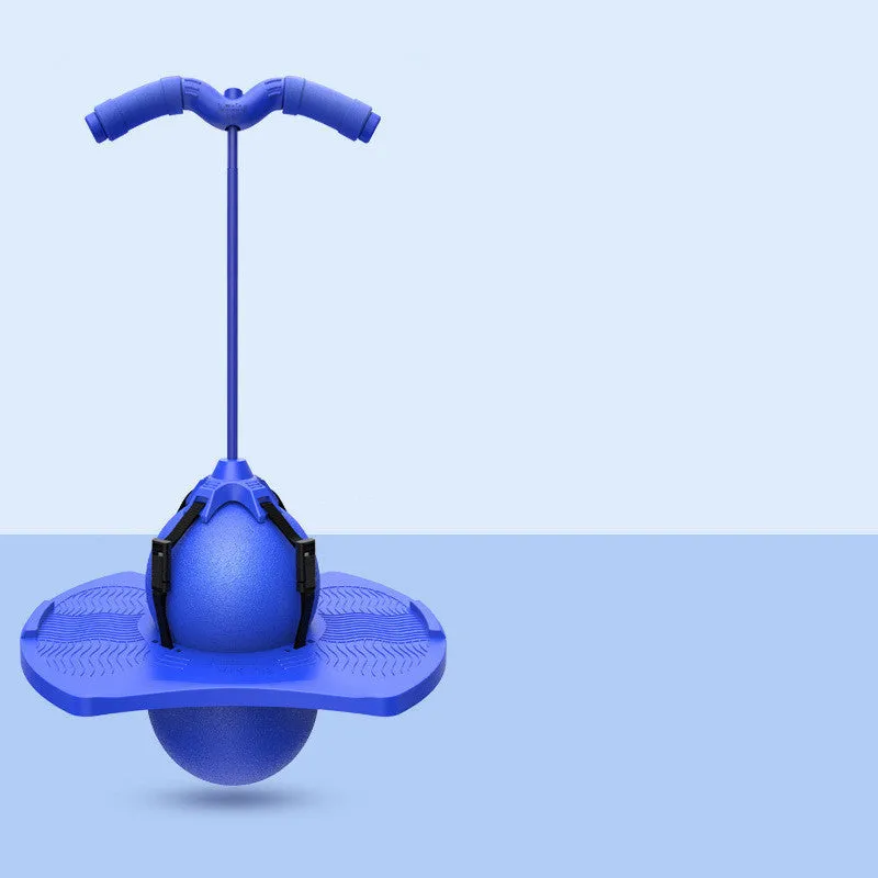 Children's foam pogo jumper with detachable handle for balance training, ages 7-14, in blue with soft foam base