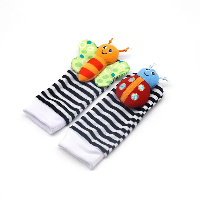 Baby plush toy set with wrist strap and sock in soft cloth, infant girls boys 0-2 years