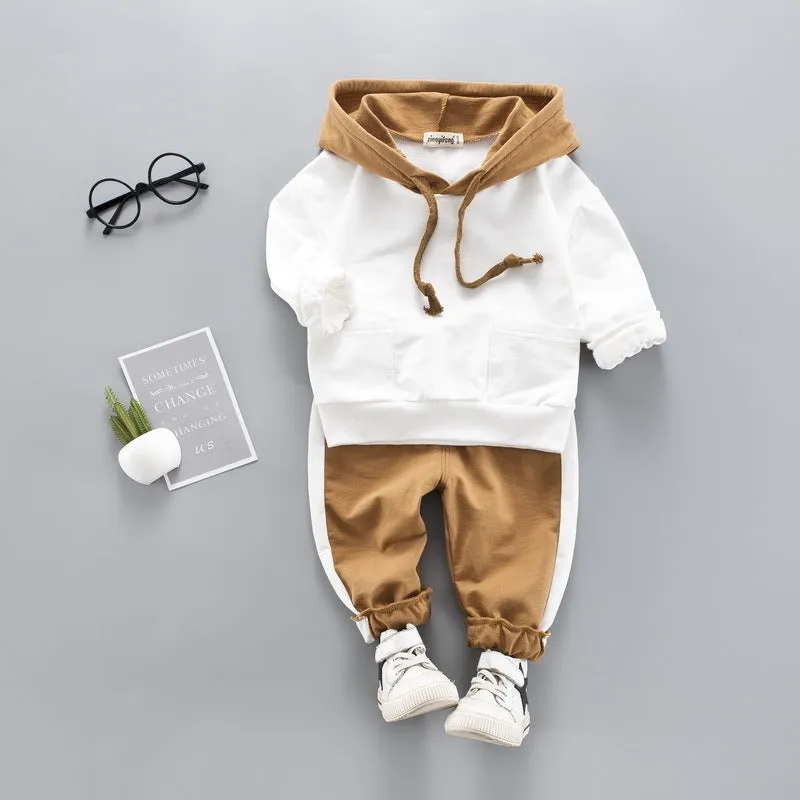 Boys two piece track suit long sleeve pants suit in blue on child spring autumn outfit