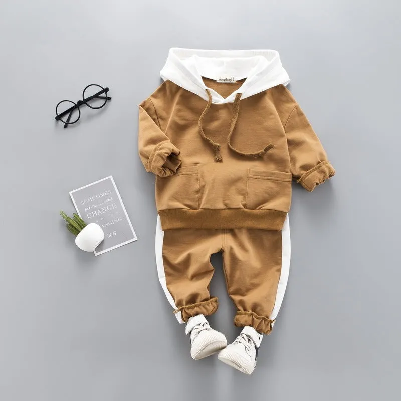 Boys two piece track suit long sleeve pants suit in blue on child spring autumn outfit