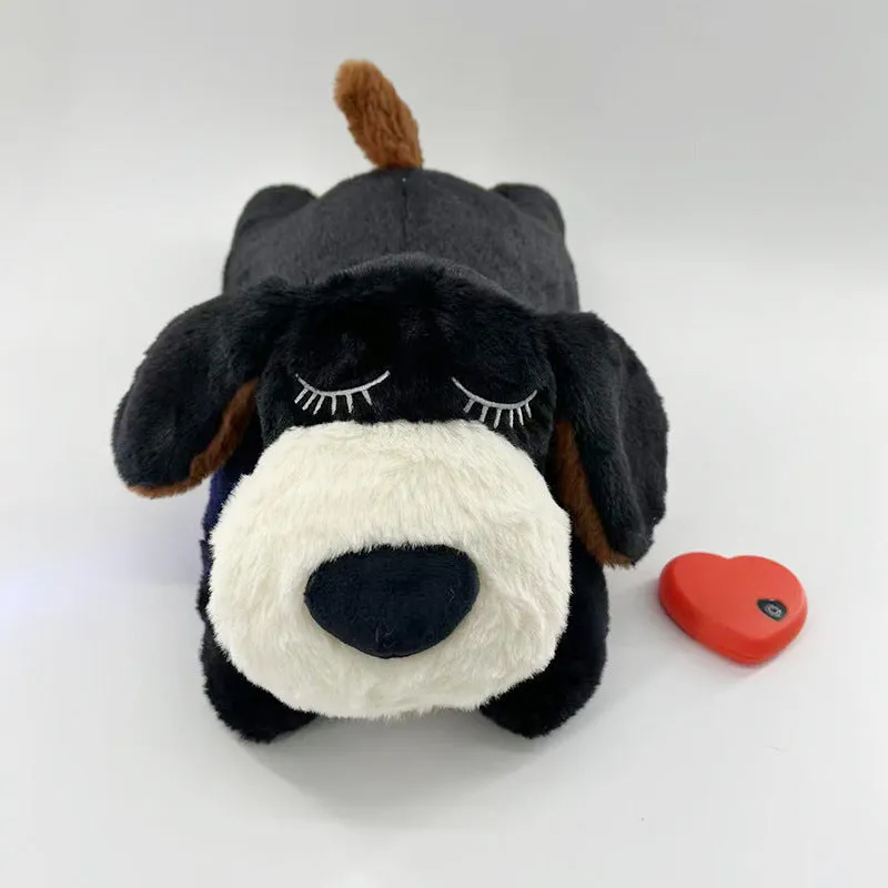 Pet anxiety companion sleep toy with heartbeat device in beige, for dogs and cats, 17x36x17 cm