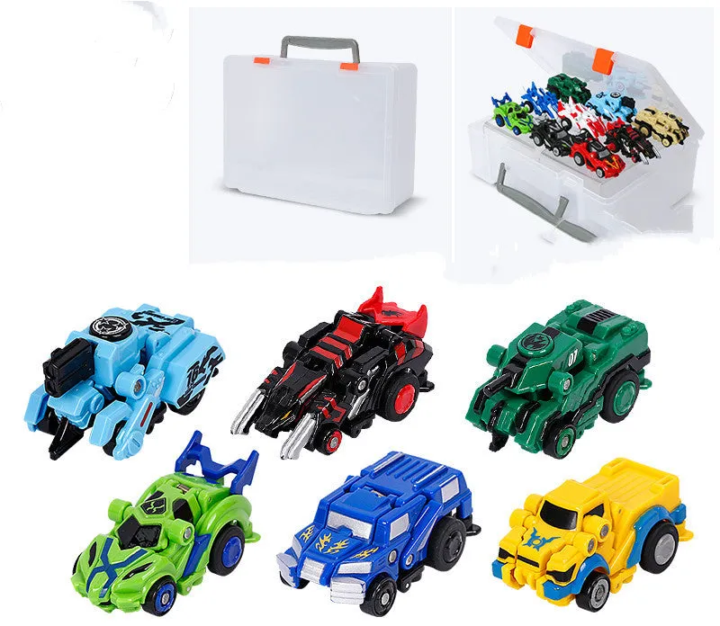 Creative Jumping Warrior deformation battle toy car with bounce transformation robot and two protagonist figures in ABS plastic