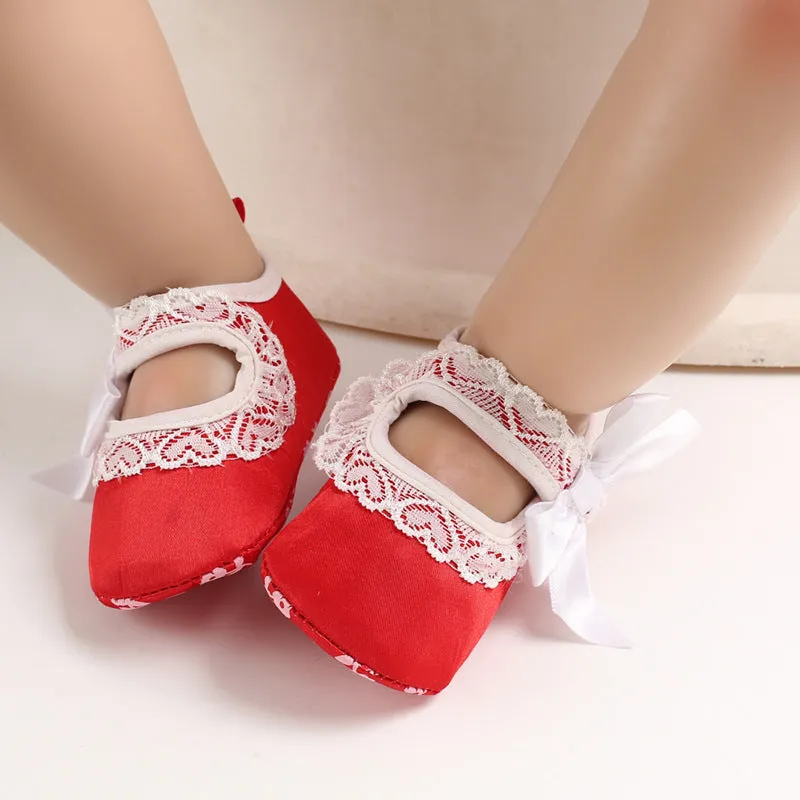 Princess baby toddler shoes with cotton upper, Velcro fastening, non-slip sole, available in pink, blue, black, red, rose red, and yellow