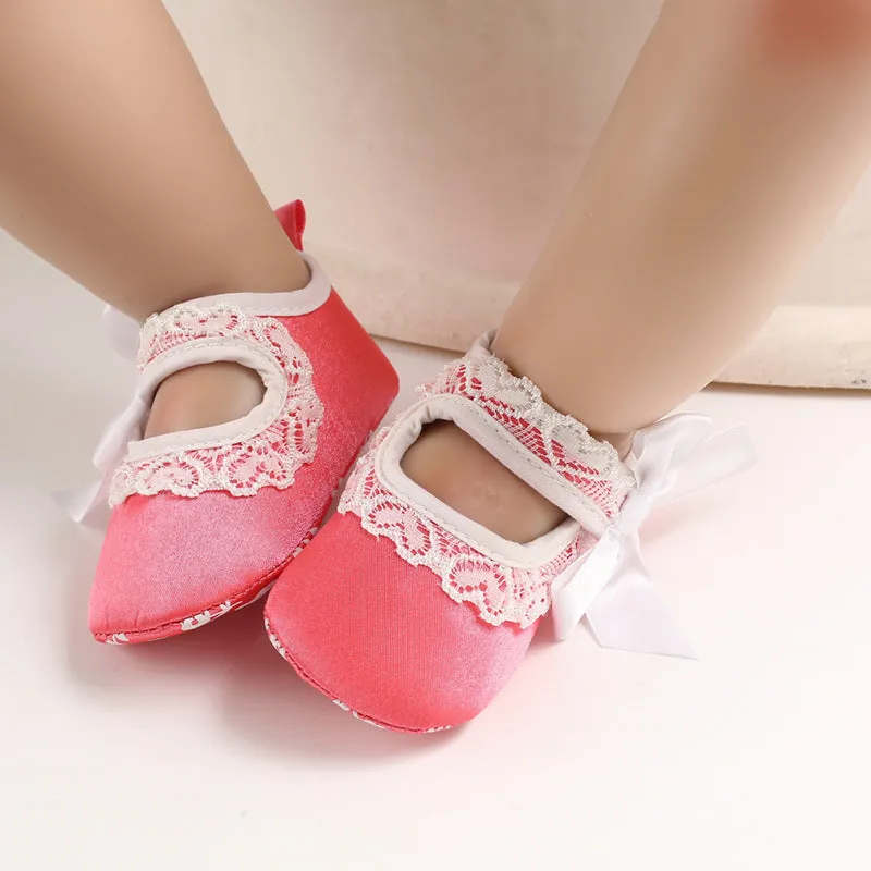 Princess baby toddler shoes with cotton upper, Velcro fastening, non-slip sole, available in pink, blue, black, red, rose red, and yellow